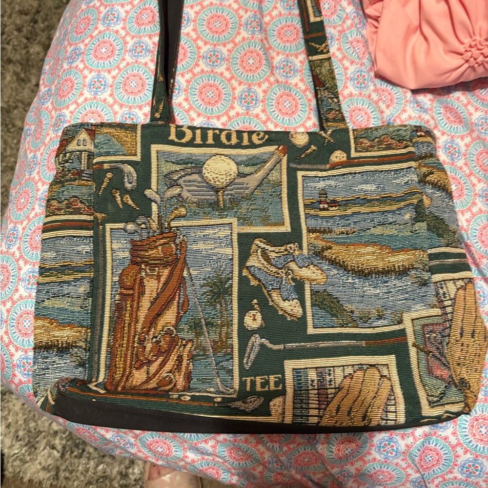 Golf-Themed Tapestry Tote Bag